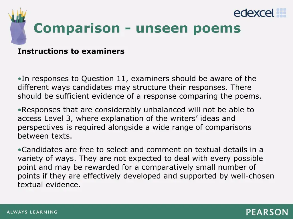 comparison unseen poems