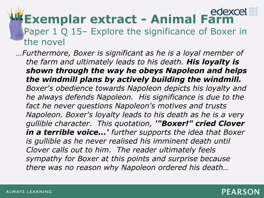exemplar extract animal farm paper 1 q 15 explore
