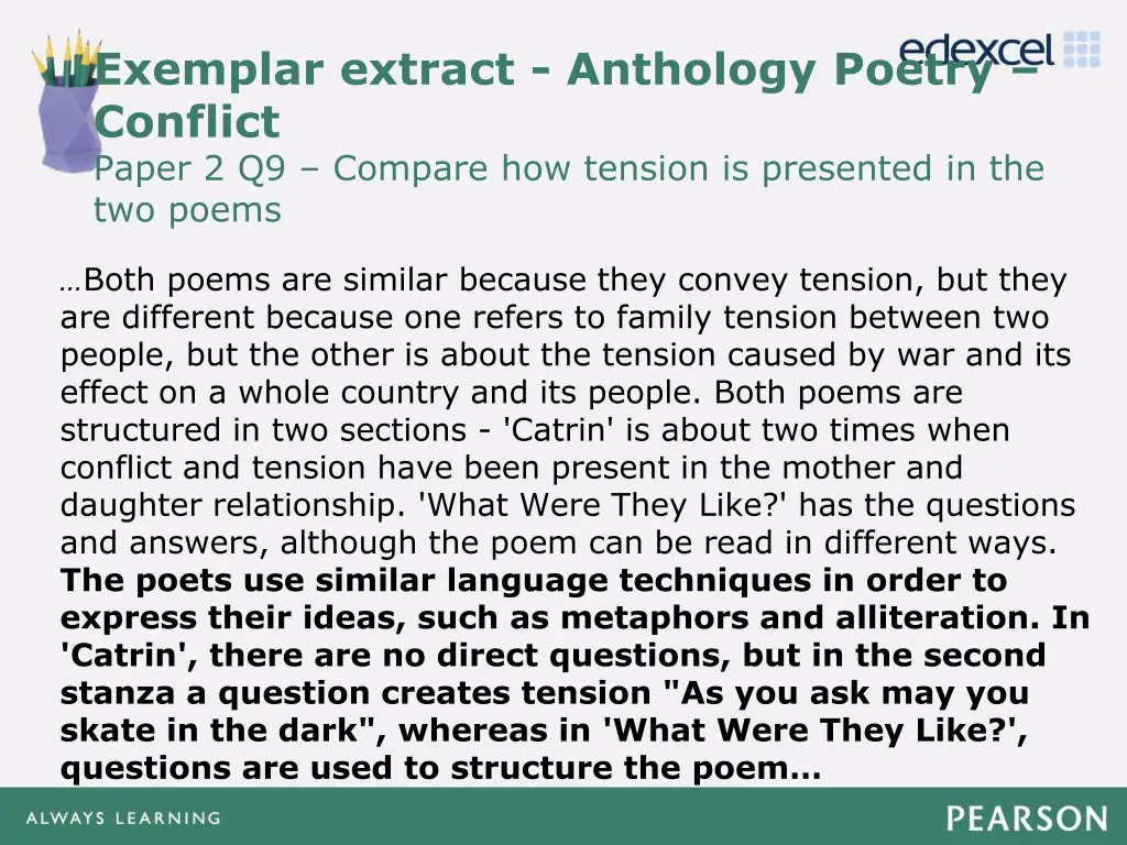 exemplar extract anthology poetry conflict