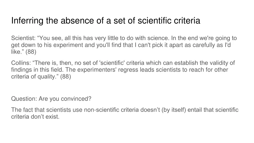 inferring the absence of a set of scientific