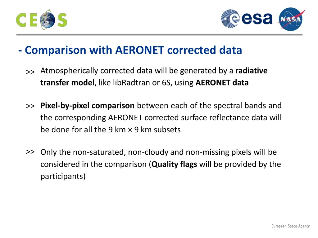comparison with aeronet corrected data