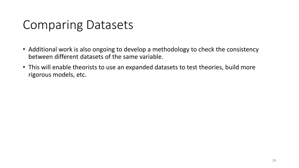 comparing datasets