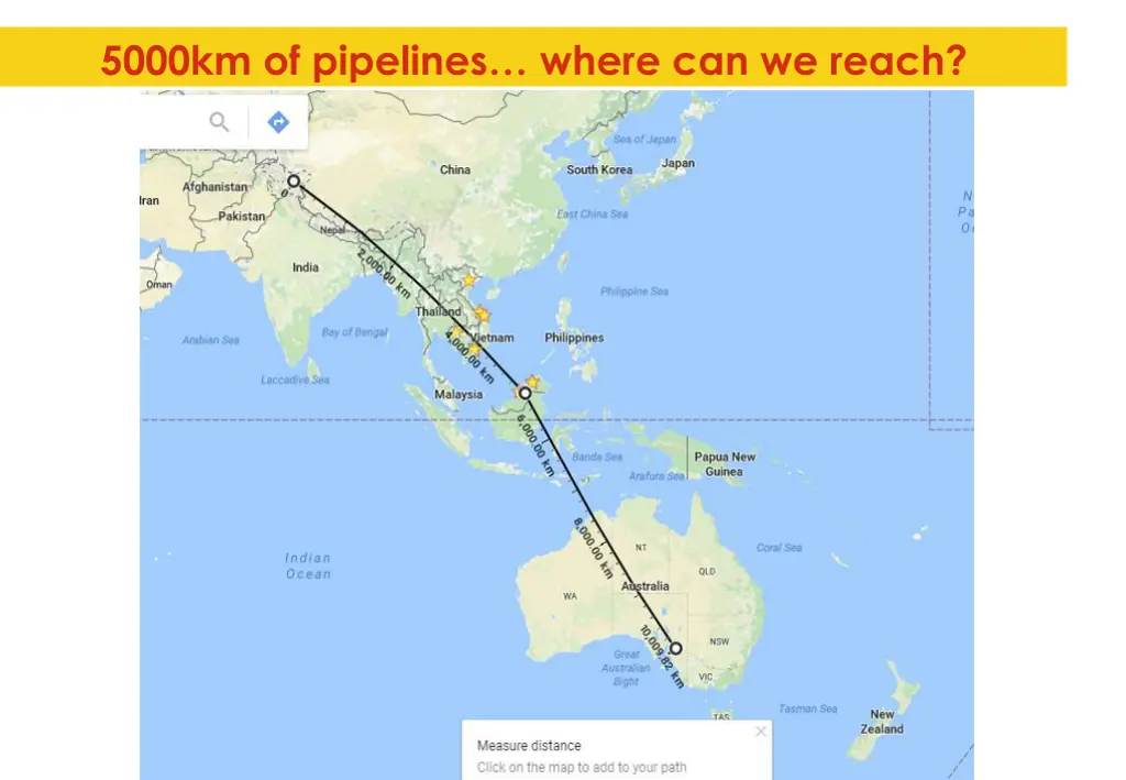 5000km of pipelines where can we reach