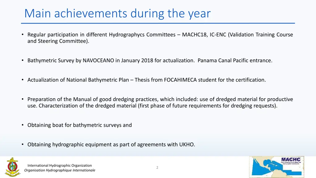 main achievements during the year