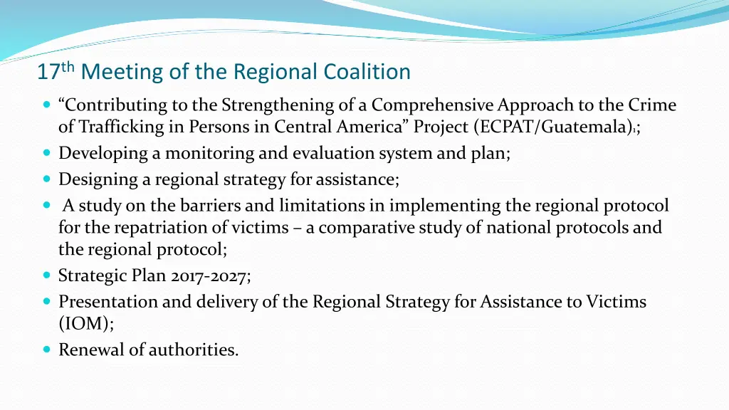 17 th meeting of the regional coalition