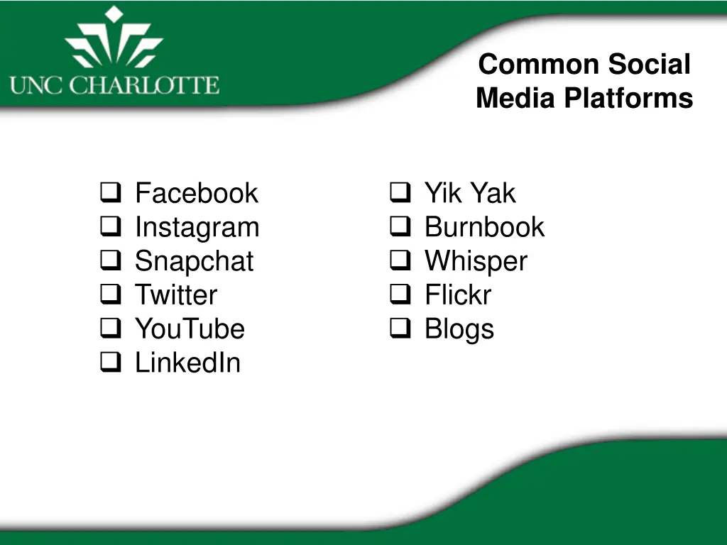 common social media platforms