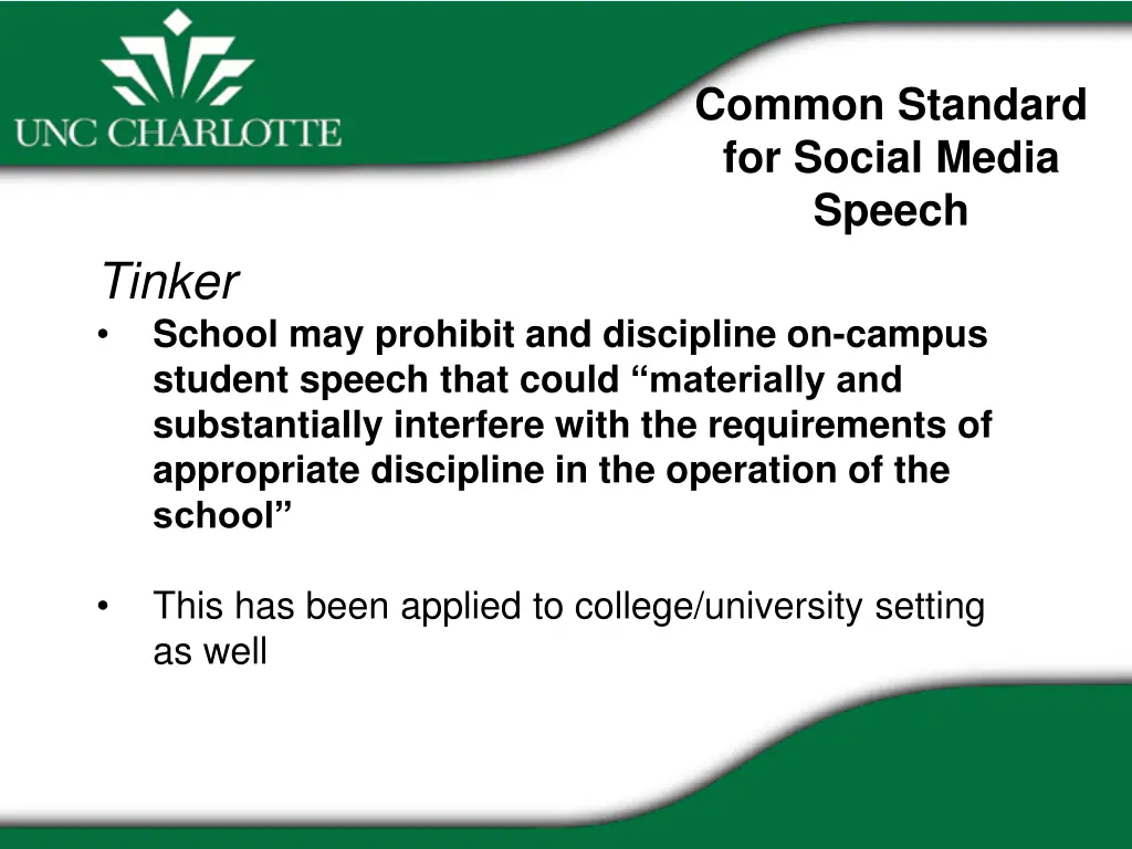 common standard for social media speech