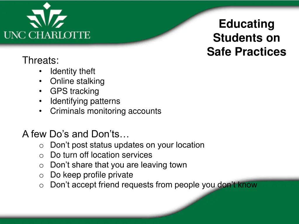educating students on safe practices