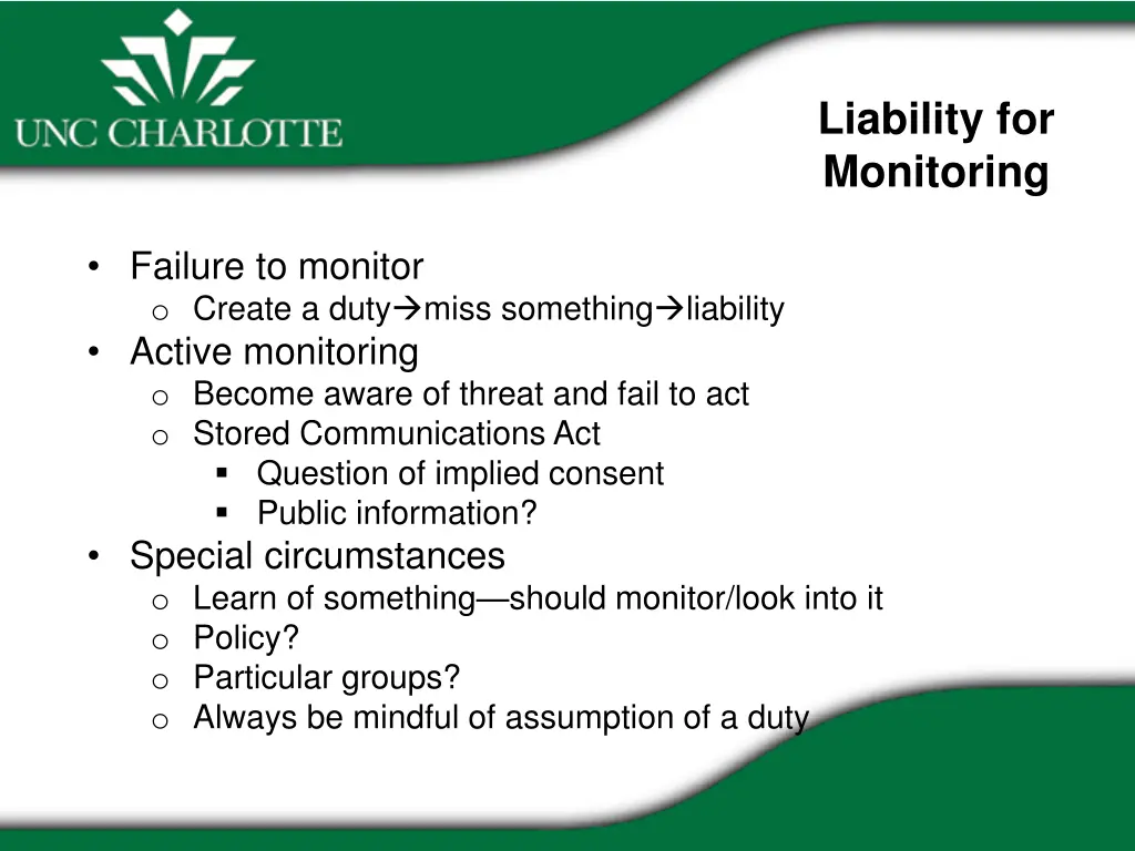 liability for monitoring