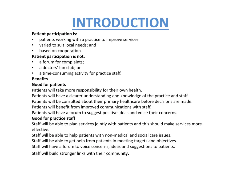introduction patient participation is patients