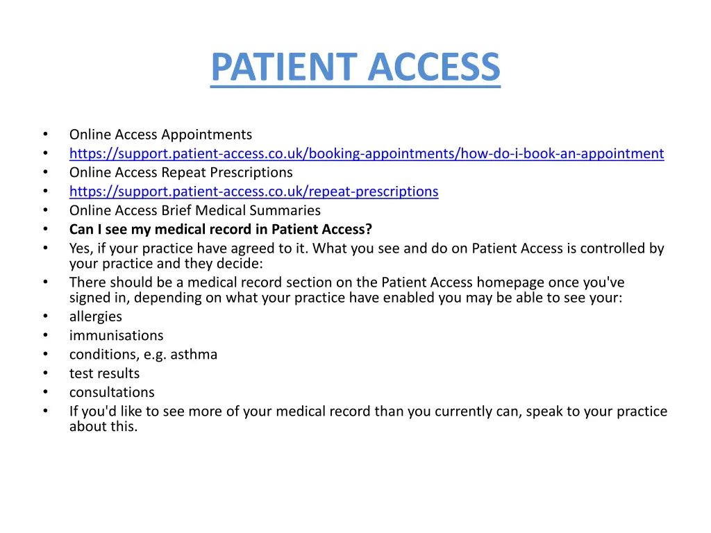 patient access