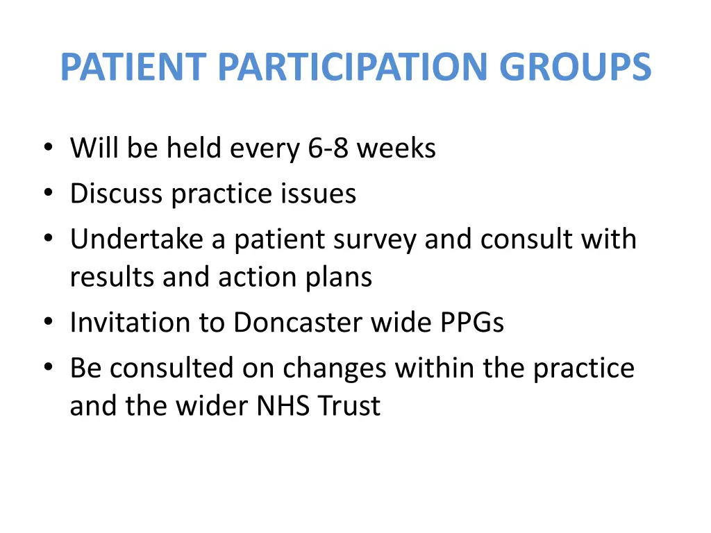 patient participation groups