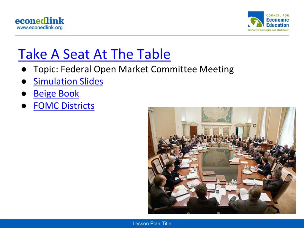 take a seat at the table topic federal open