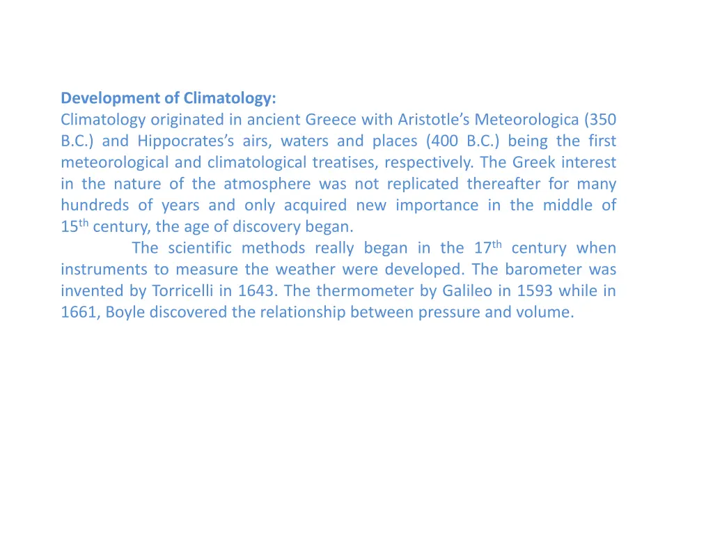 development of climatology climatology originated