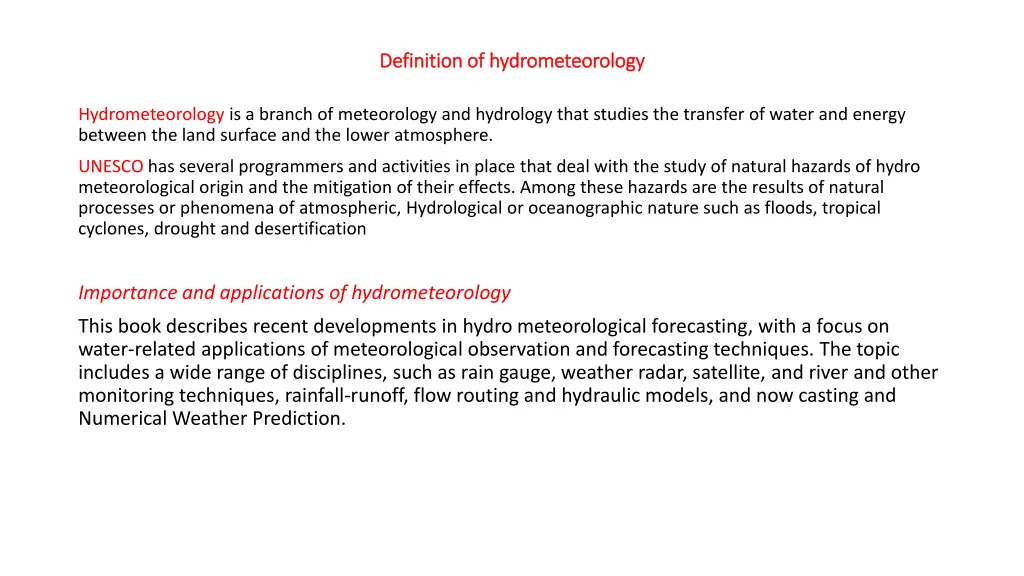 definition of hydrometeorology definition