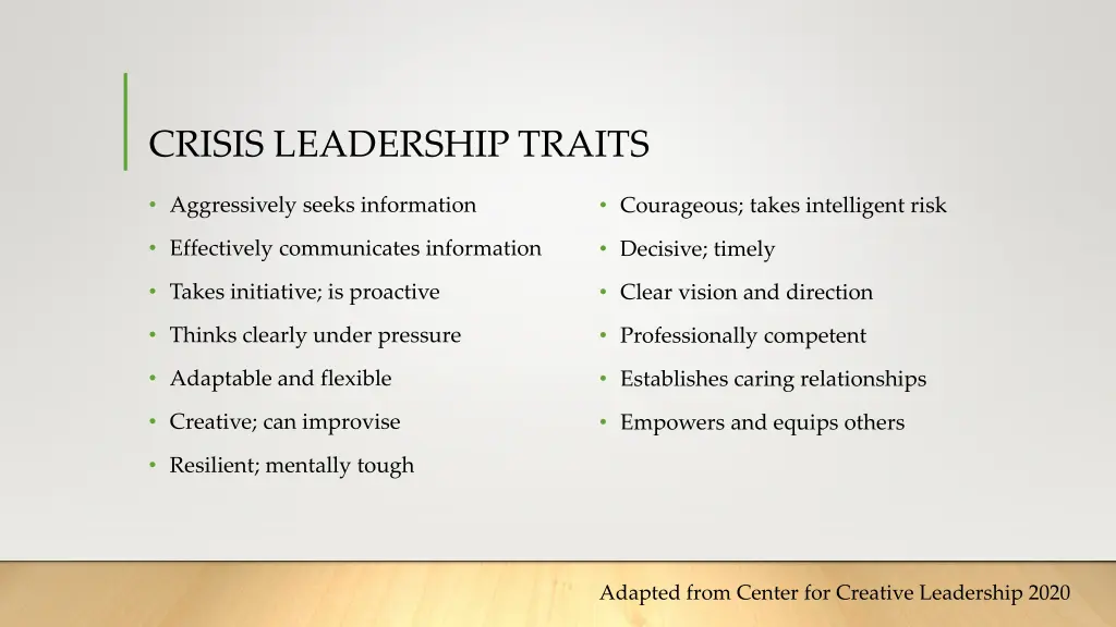 crisis leadership traits