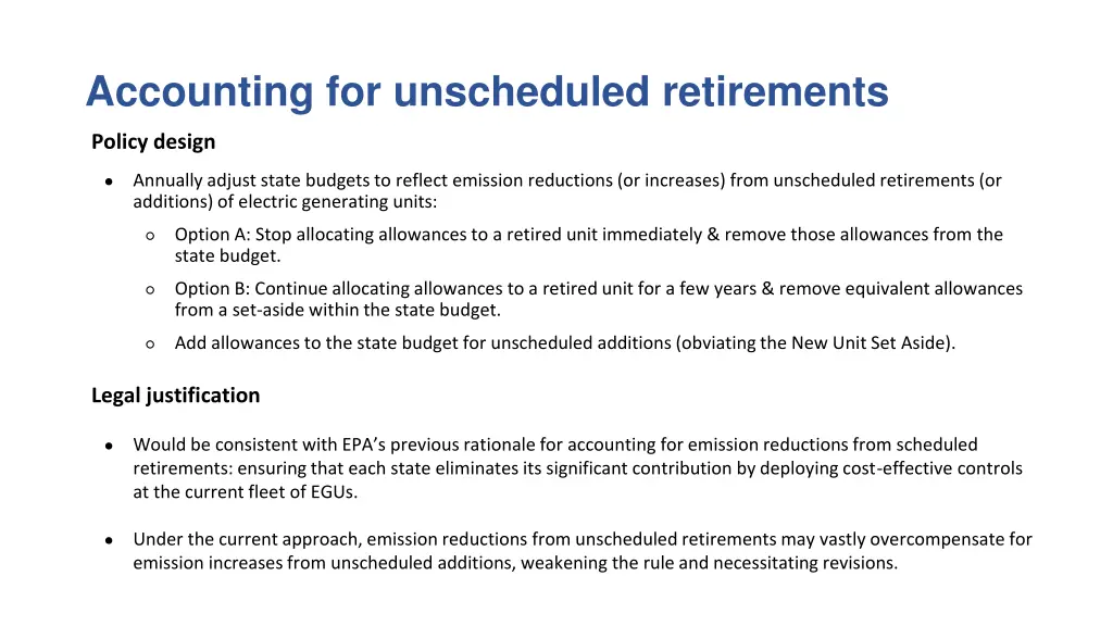 accounting for unscheduled retirements