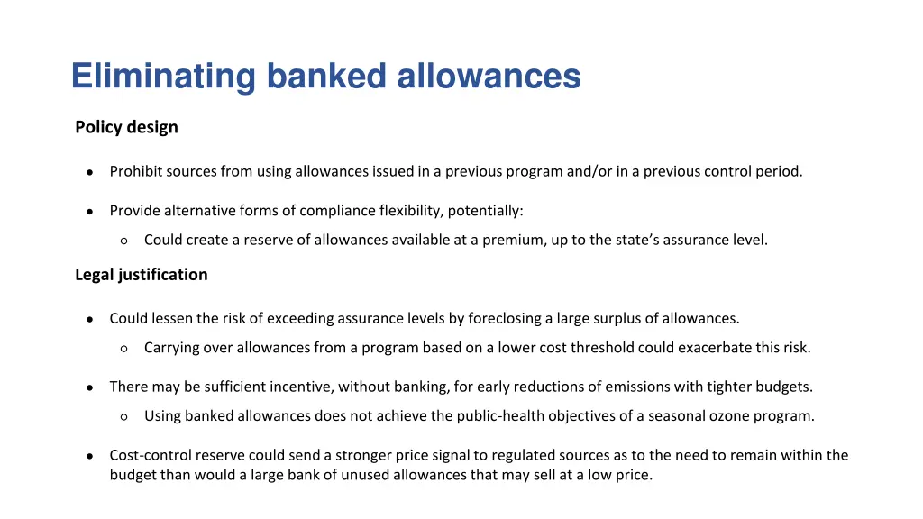 eliminating banked allowances