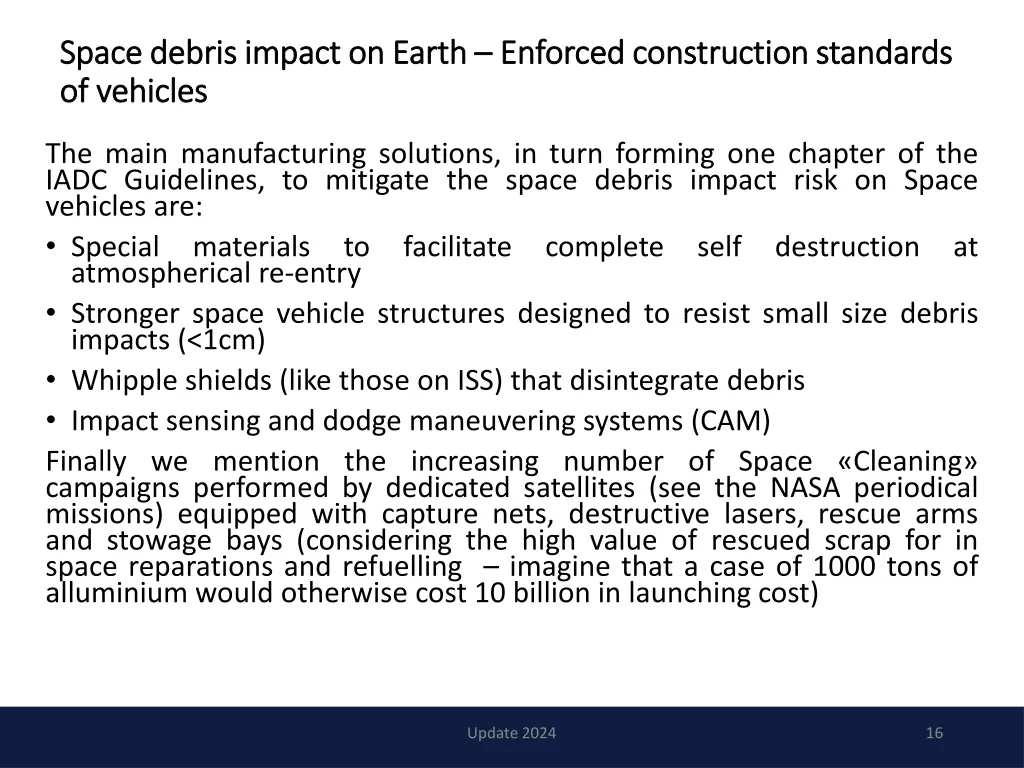 space space debris of of vehicles vehicles