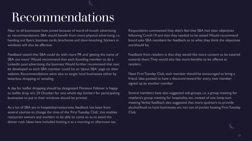 recommendations