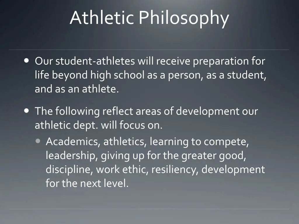 athletic philosophy