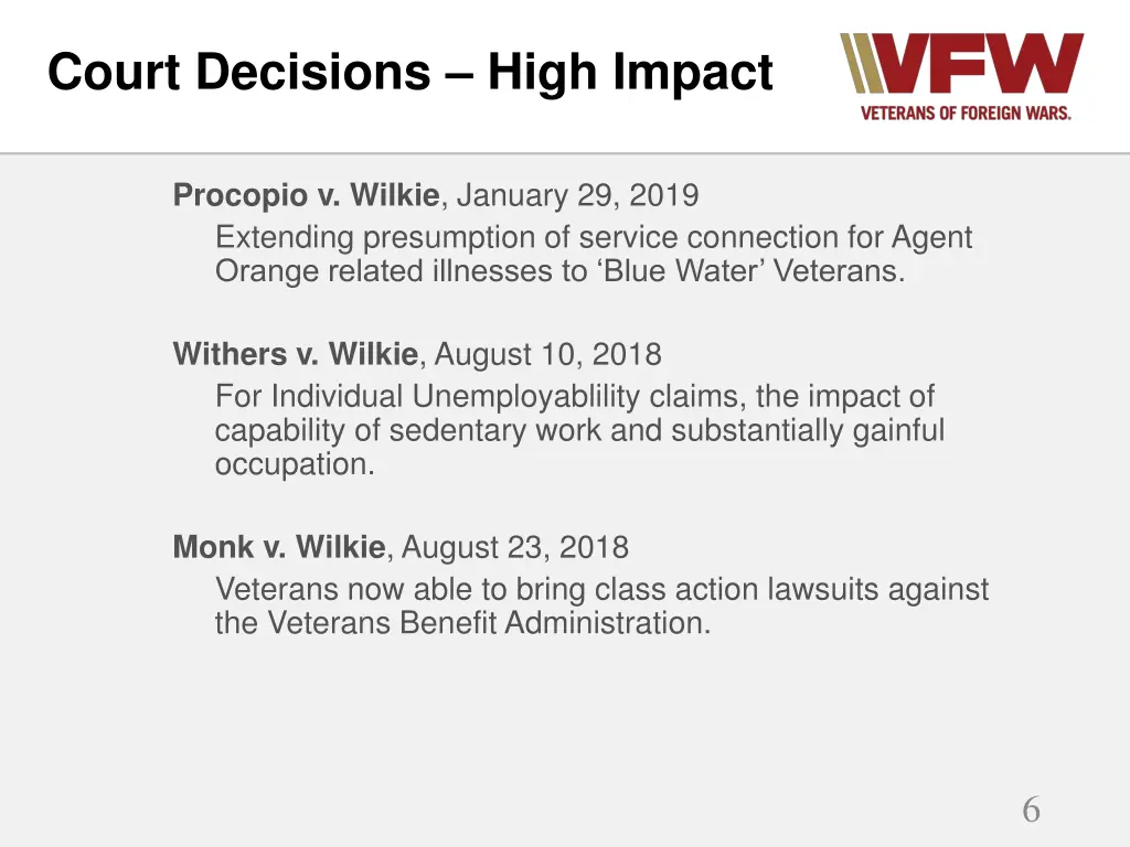 court decisions high impact