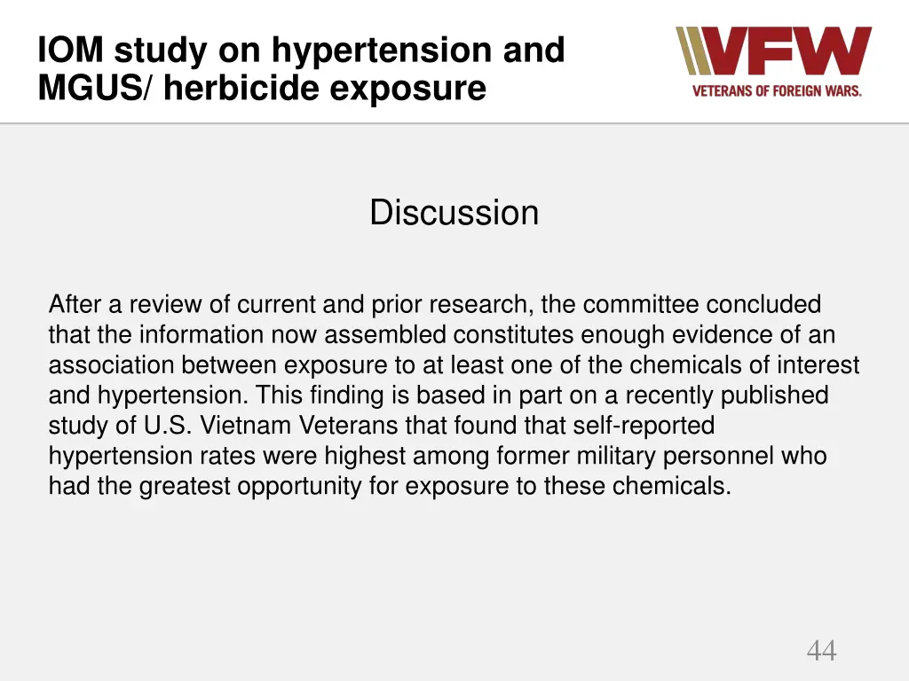 iom study on hypertension and mgus herbicide 2