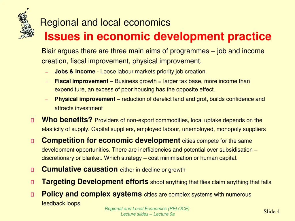 regional and local economics issues in economic