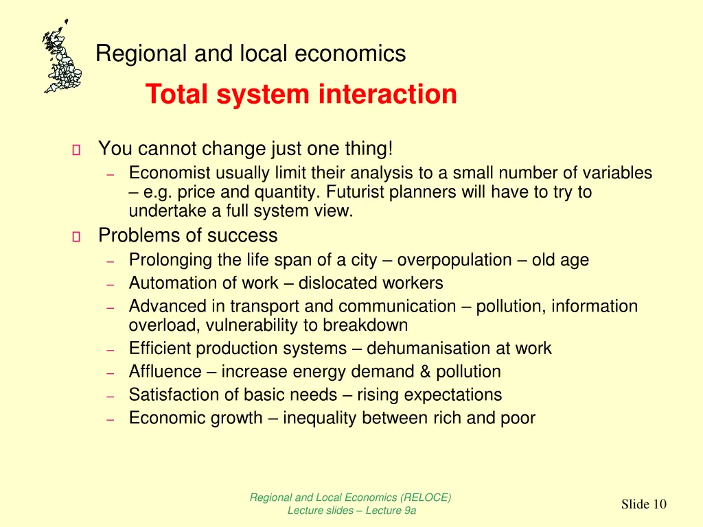 regional and local economics total system