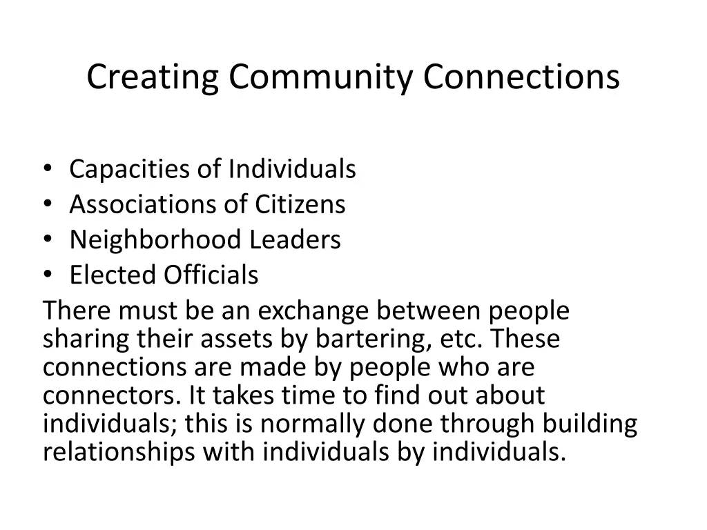 creating community connections