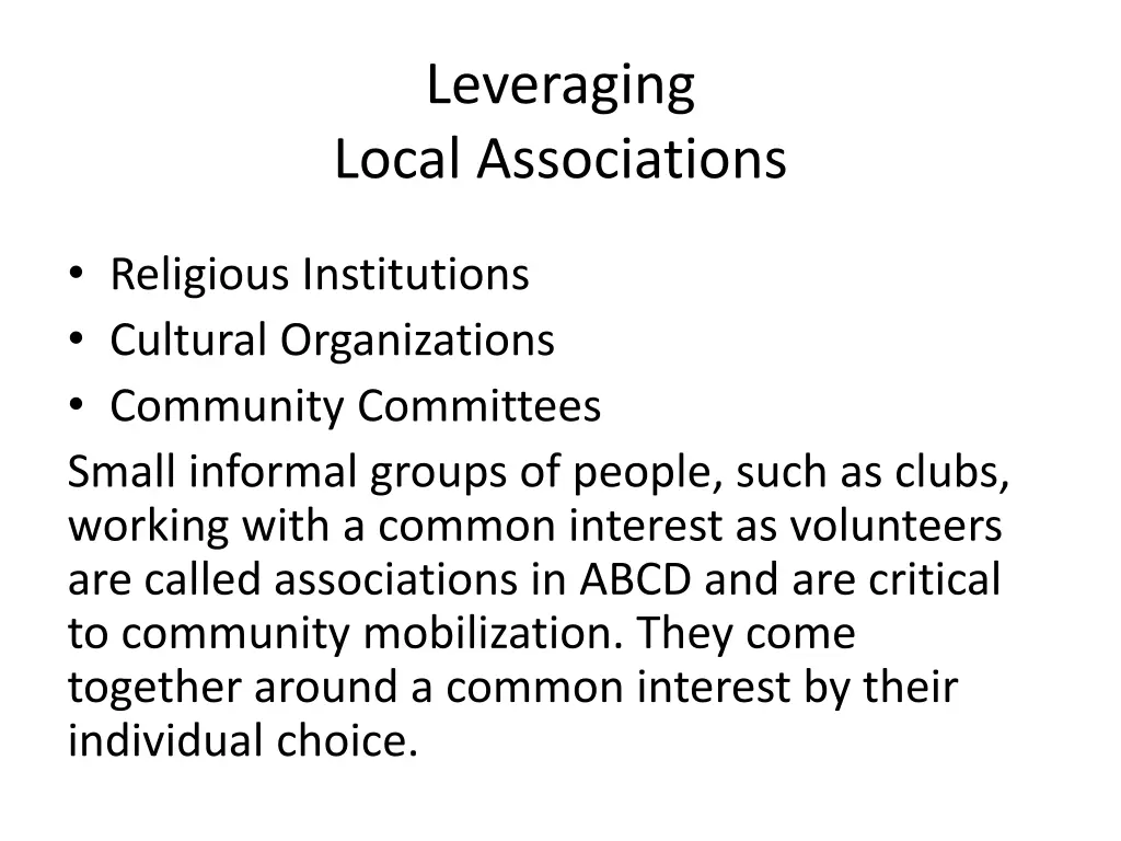 leveraging local associations
