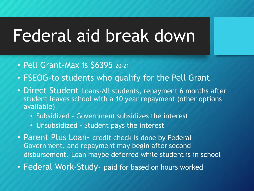 federal aid break down
