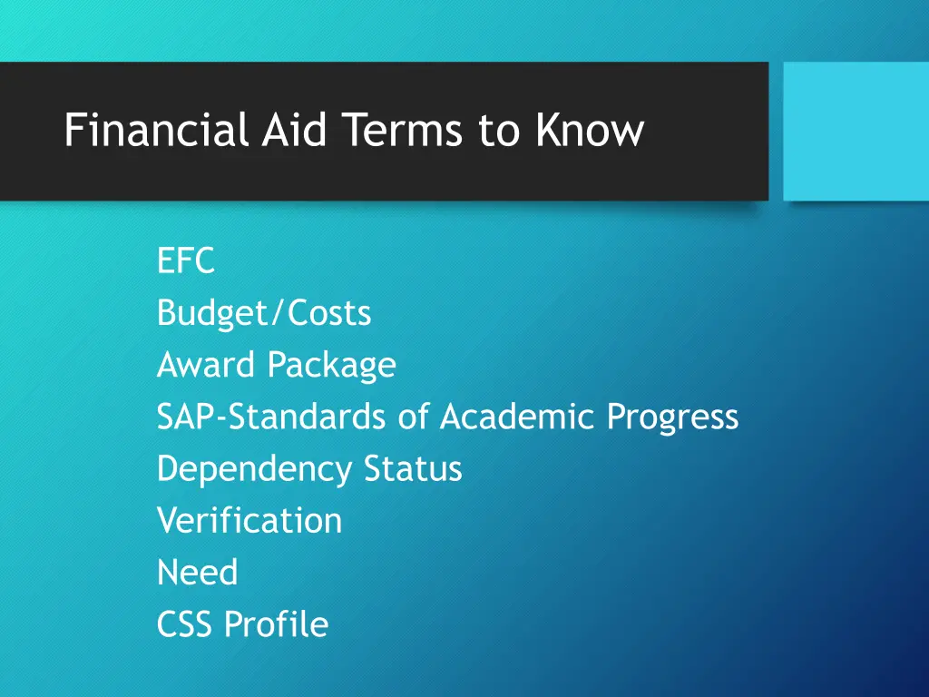 financial aid terms to know