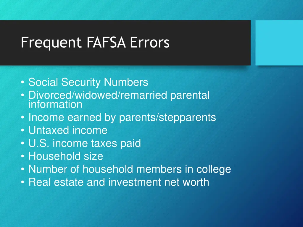 frequent fafsa errors