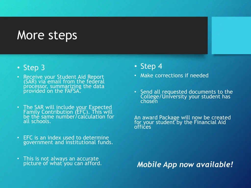 more steps