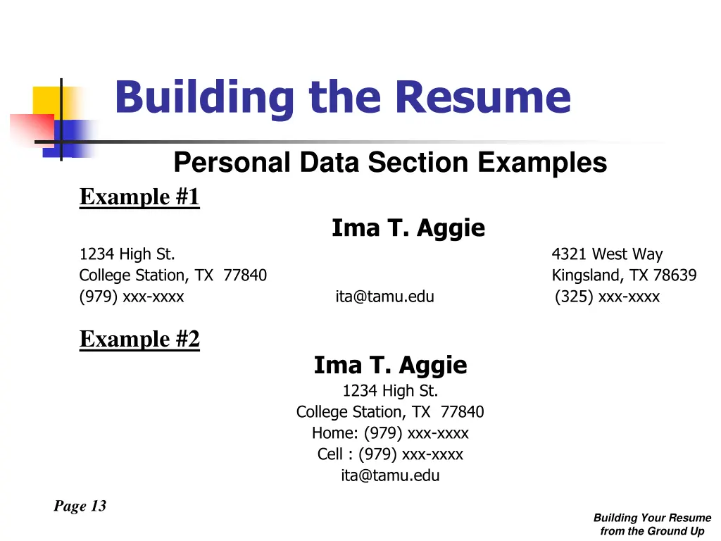 building the resume 2