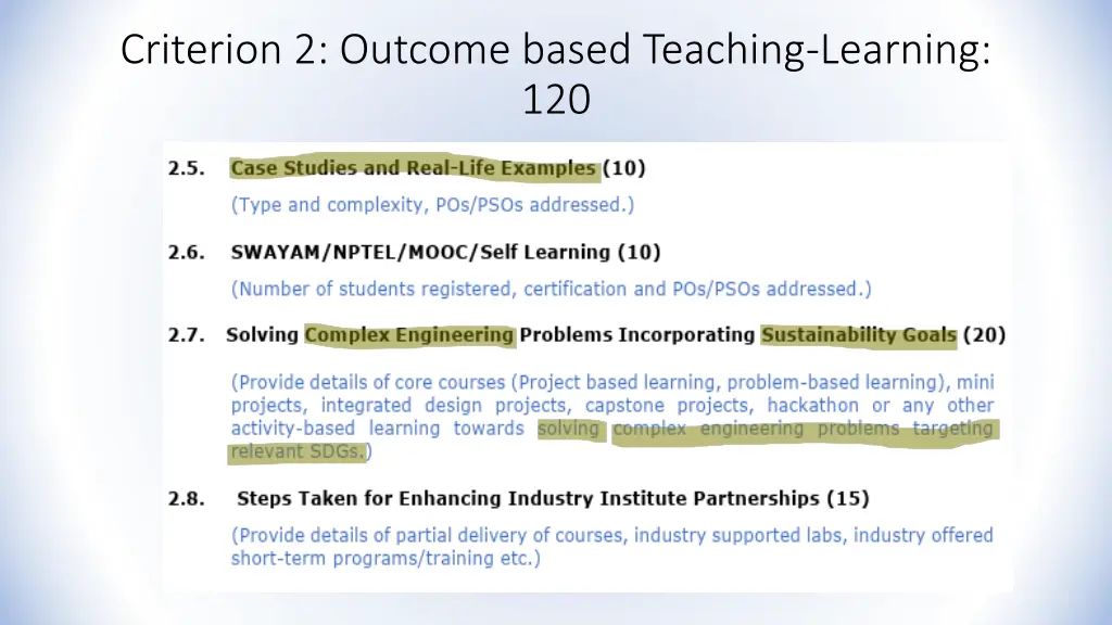 criterion 2 outcome based teaching learning 120