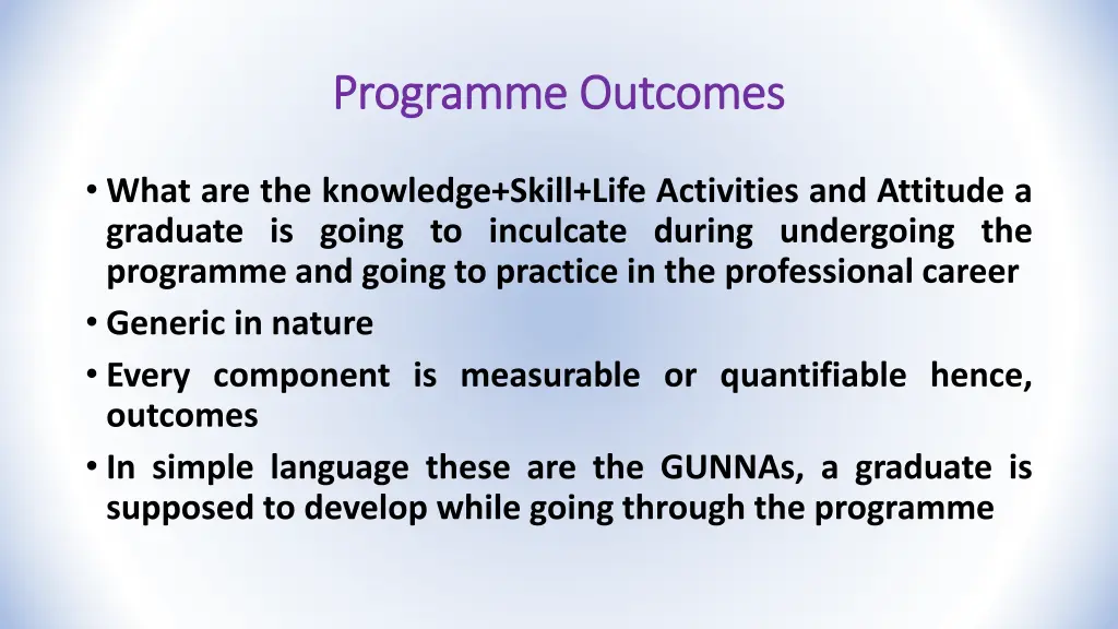 programme programme outcomes
