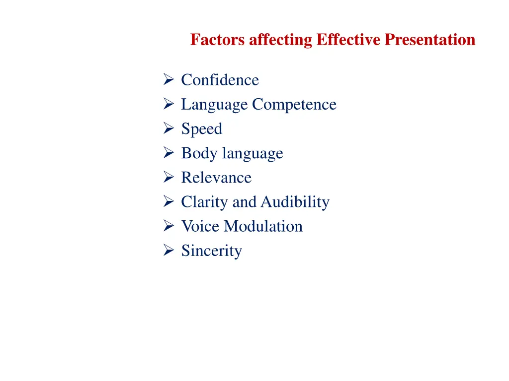factors affecting effective presentation
