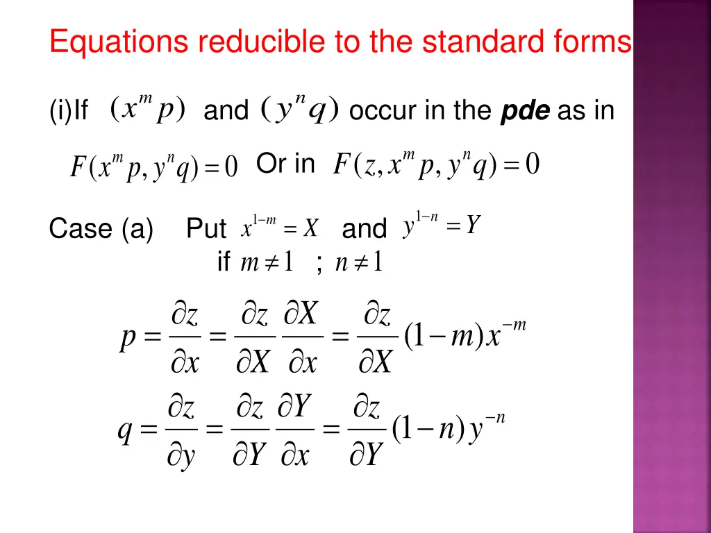 equations reducible to the standard forms