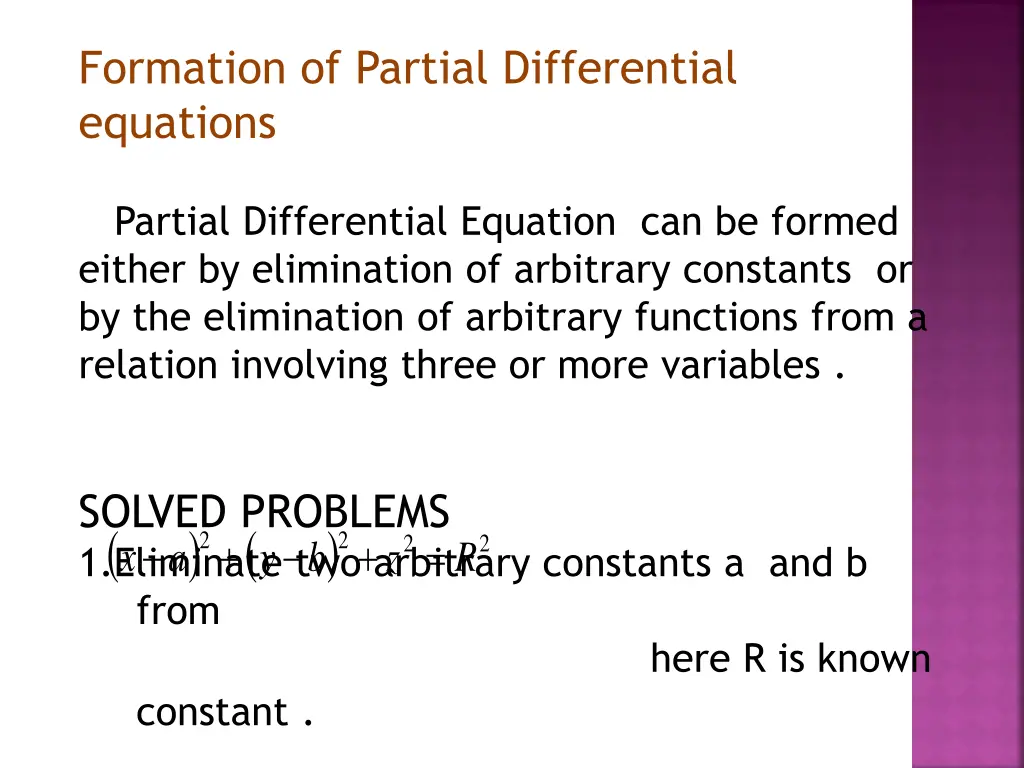 formation of partial differential equations