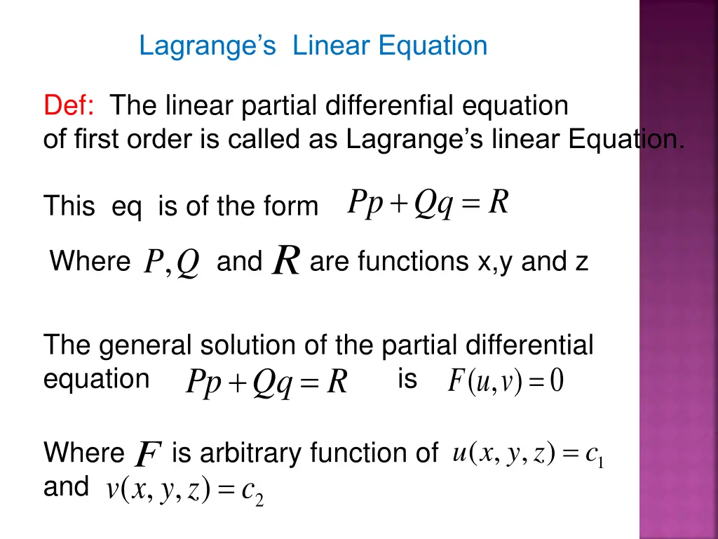 lagrange s linear equation