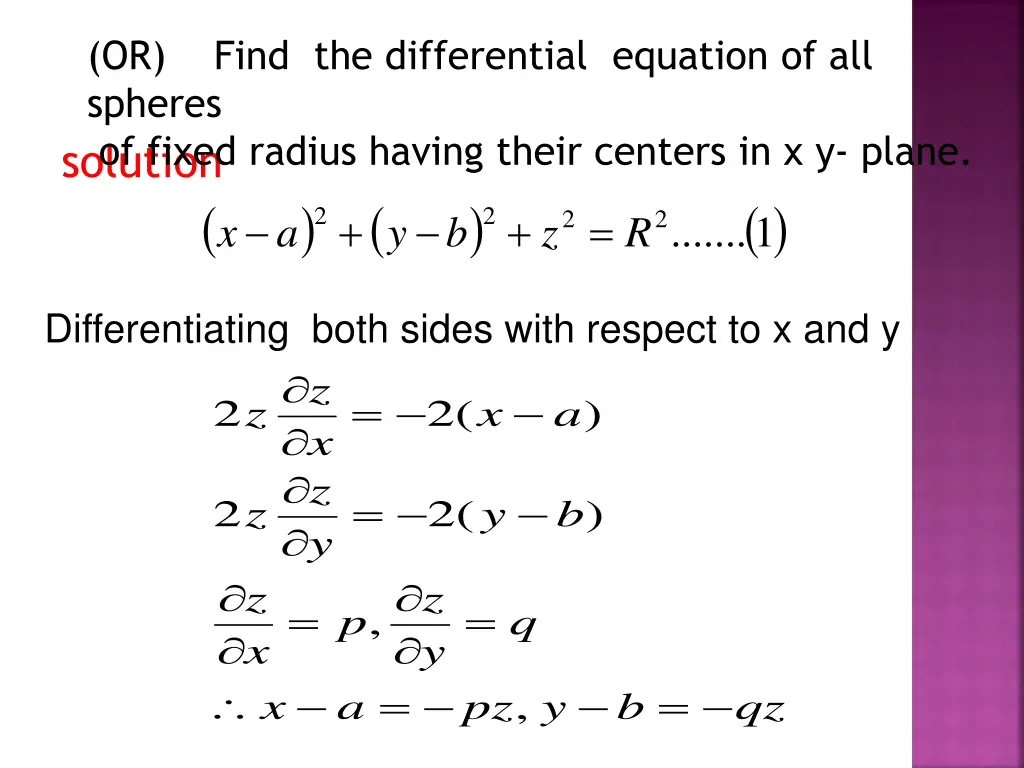or find the differential equation of all spheres