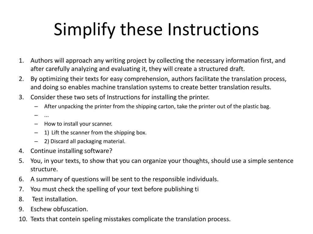 simplify these instructions