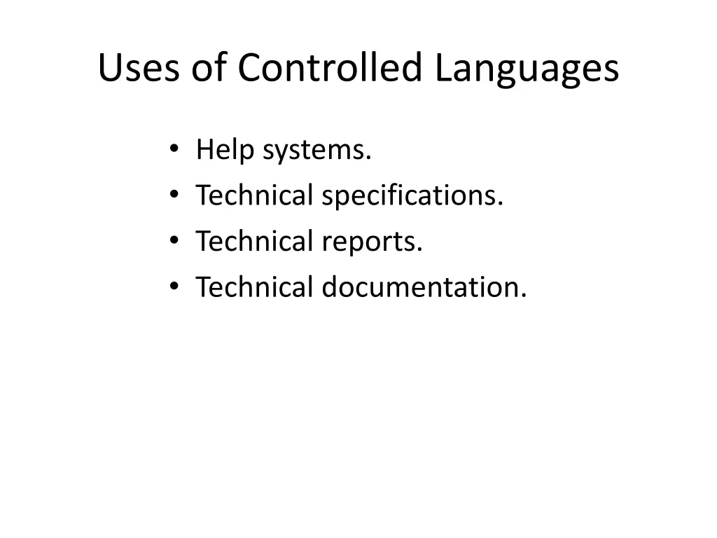 uses of controlled languages