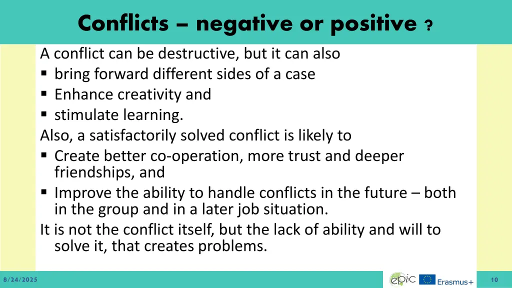 conflicts negative or positive