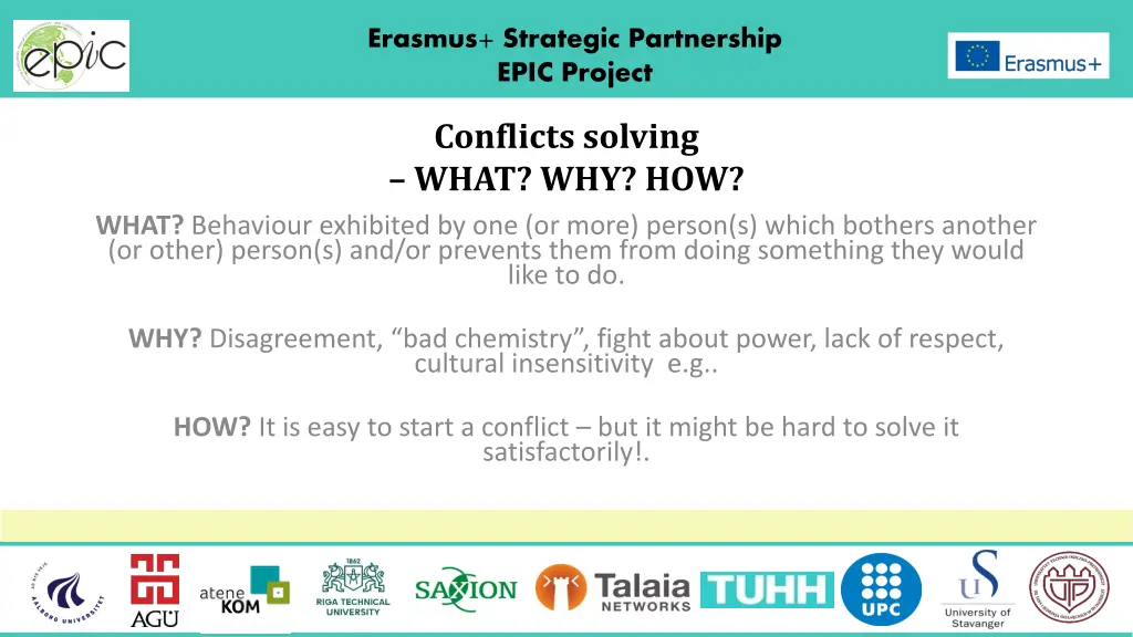 erasmus strategic partnership epic project