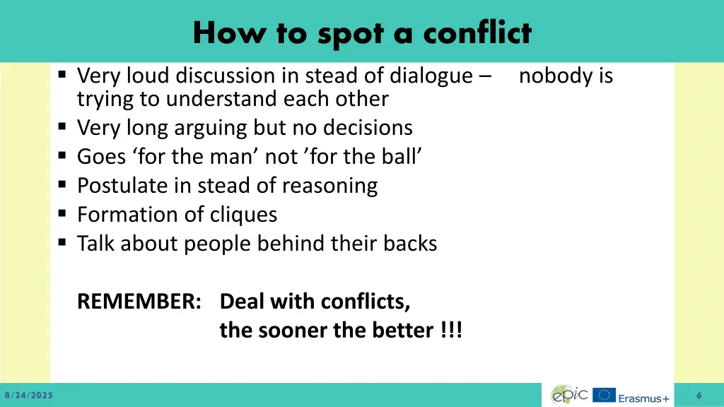 how to spot a conflict
