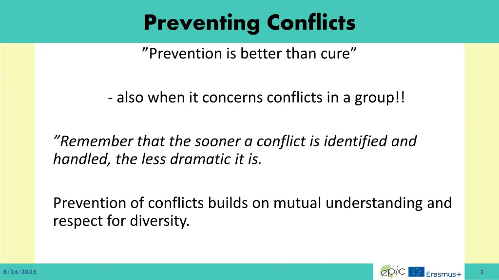 preventing conflicts