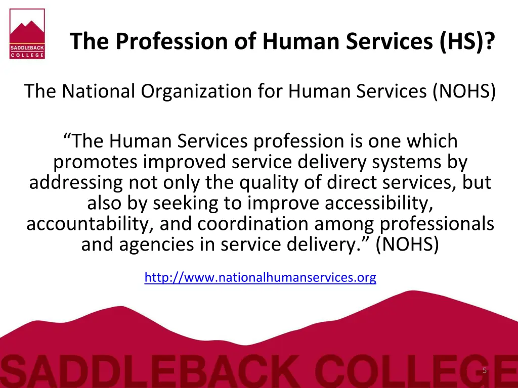 the profession of human services hs